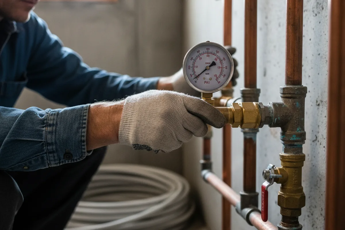 Pressure testing a repaired line during Water Line Repair in Sheffield